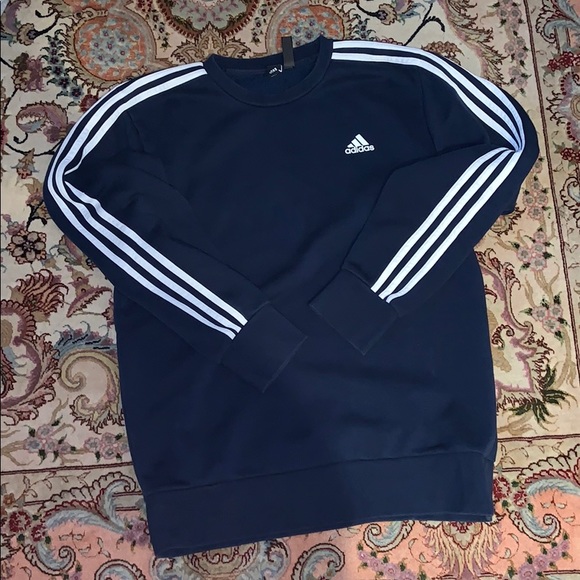 Adidas Essentials navy crew neck striped sweater - Picture 2 of 4